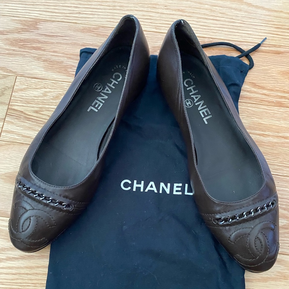Chanel Ballerina Flats Leather Limited Edition Brown 36 US 6